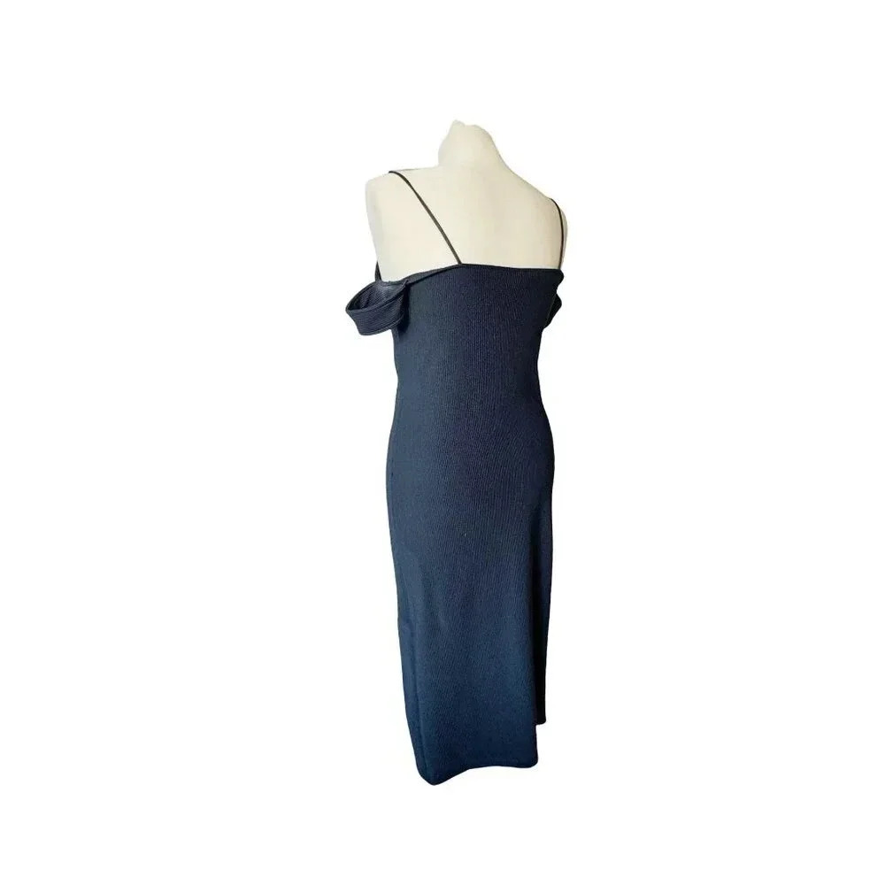 Nasty Gal || Keyhole Drop Strap Bodycon Side Slit Dress in Lighthouse Blue Sz 6 - Picture 4 of 5